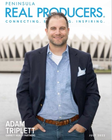 Adam Triplett on the cover of Peninsula Real Producers, July 2022