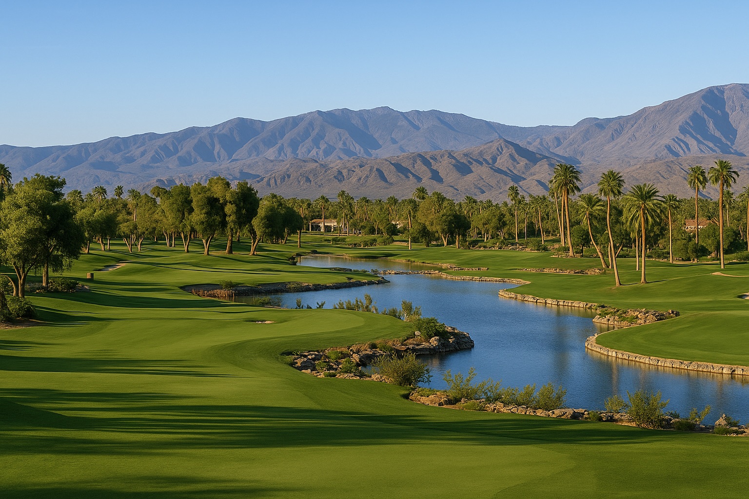 Golf course and Santa Rosa Mountain views at PGA West in La Quinta