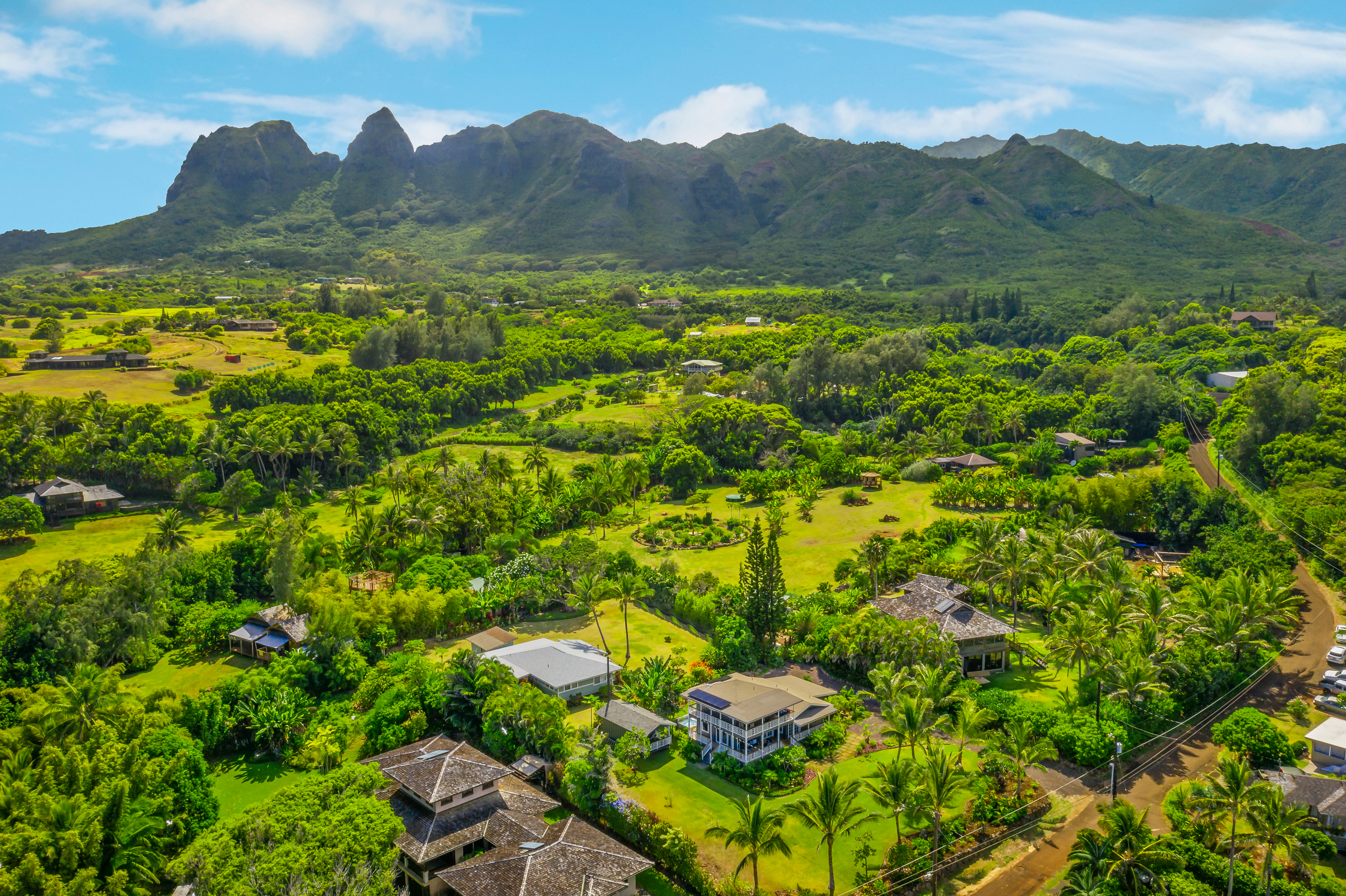Aerial view of Kauai oceanfront property