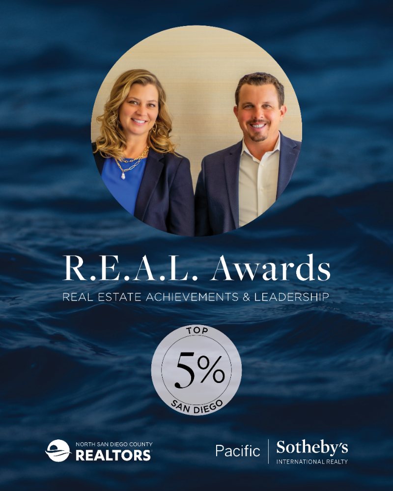 2025 R.E.A.L. Awards, Top 5% San Diego, North San Diego County REALTORS