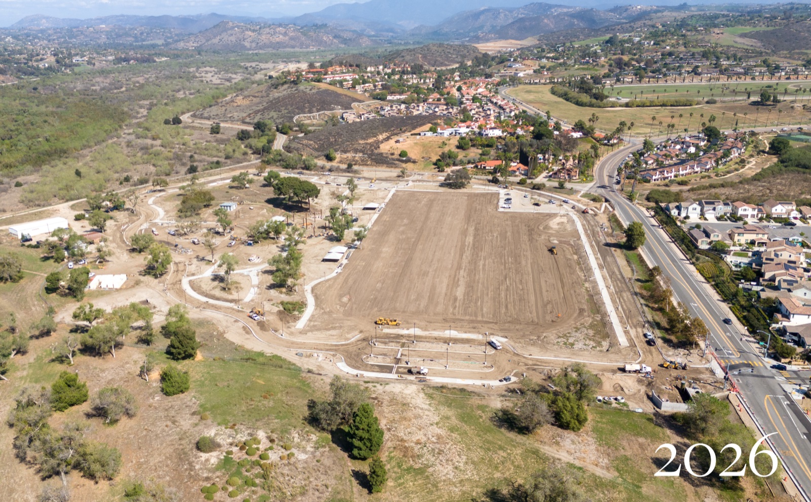 Aerial view of Bonsall Community Park under construction