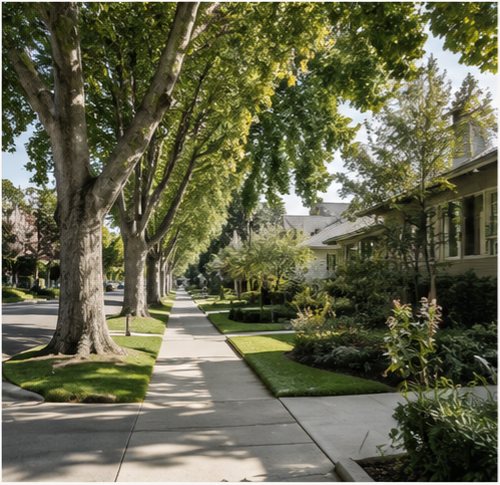 Tree-lined Menlo Park street